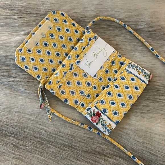 Vintage VERA BRADLEY Elizabeth 1997 Wallet On A String Long Yellow Pink Floral - Picture 8 of 17
